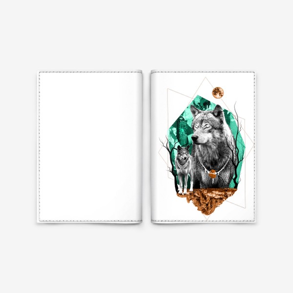 Обложка для паспорта «Волк из серии коллажей "Тотемы"»