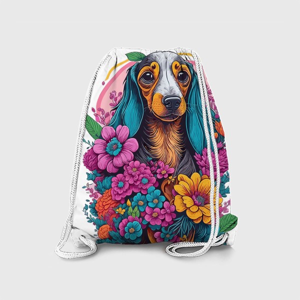 Рюкзак «Красивая такса в цветах»