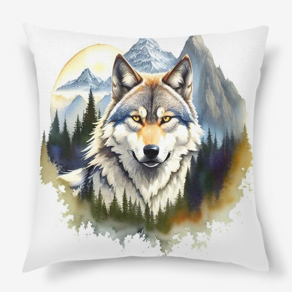 Подушка «Волк в дикой природе»