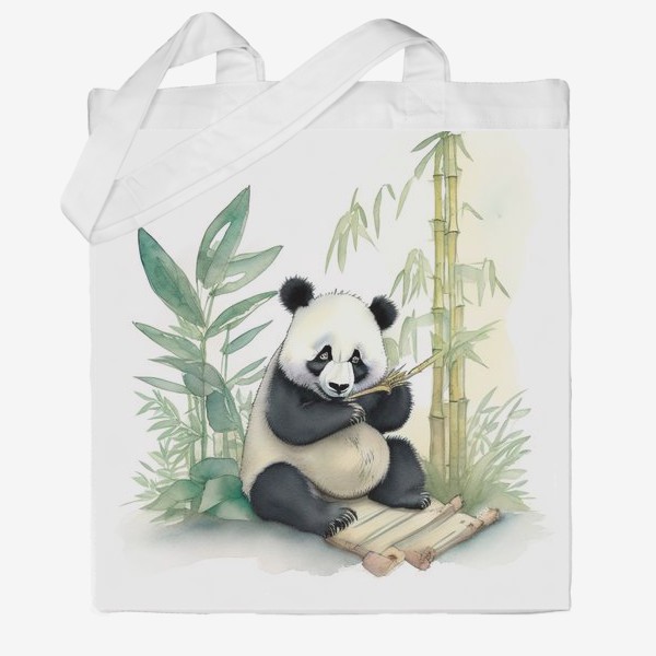 Сумка хб «Панда лакомится бамбуком»