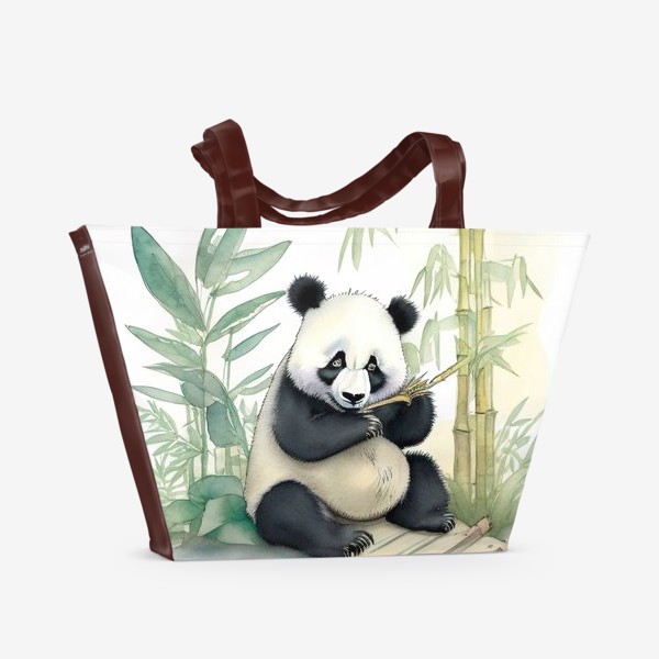 Пляжная сумка «Панда лакомится бамбуком»