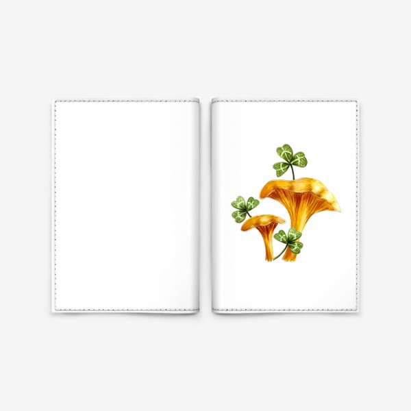 Обложка для паспорта «Лисички и клевер - маркеры, акварель»
