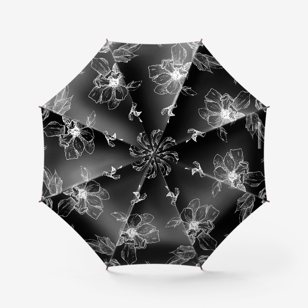Зонт «Магнолия паттерн на черном»