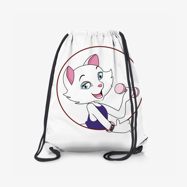 Рюкзак «Фитнесс кошка с розовой гантелей»