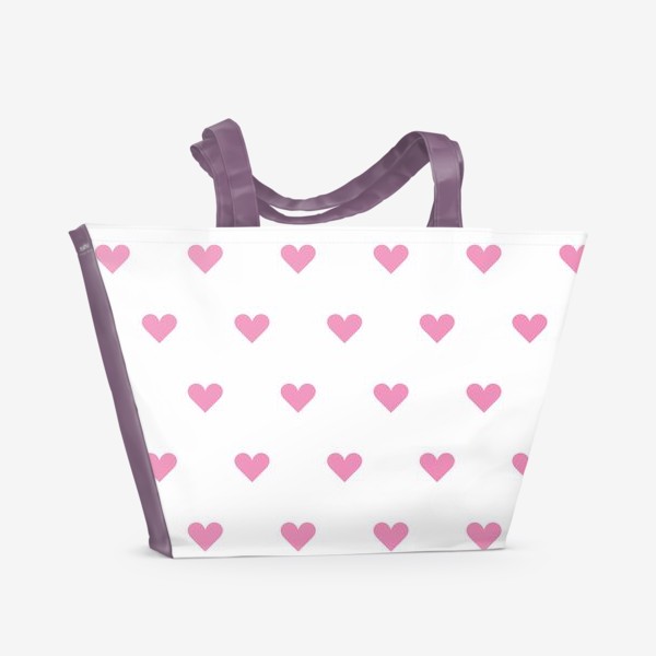 Пляжная сумка «Принт простые розовые сердечки»