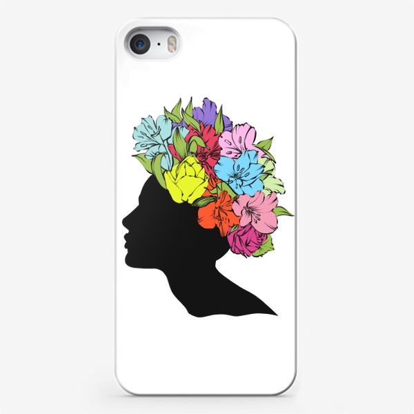 Чехол iPhone «Силуэт девушки в цветах»