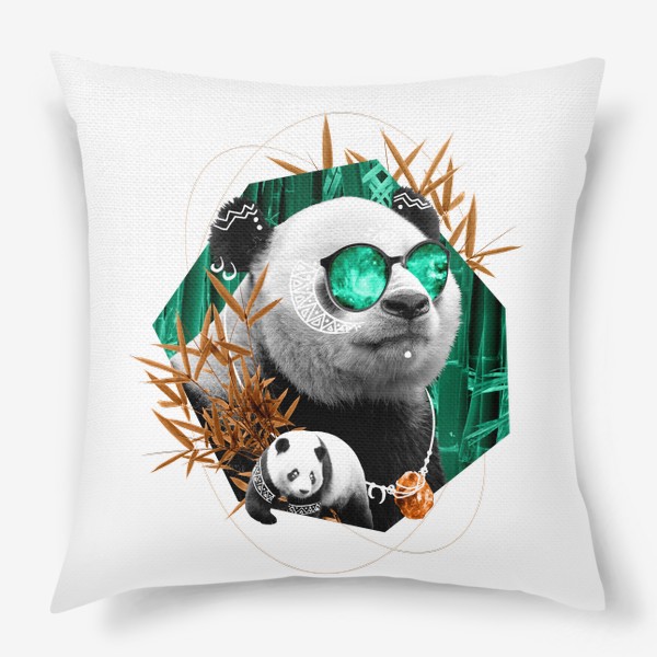 Подушка «Панда из серии коллажей "Тотемы"»