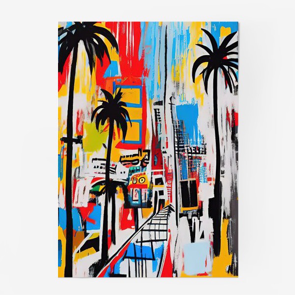 Постер «Абстрактный городской пейзаж с пальмами»