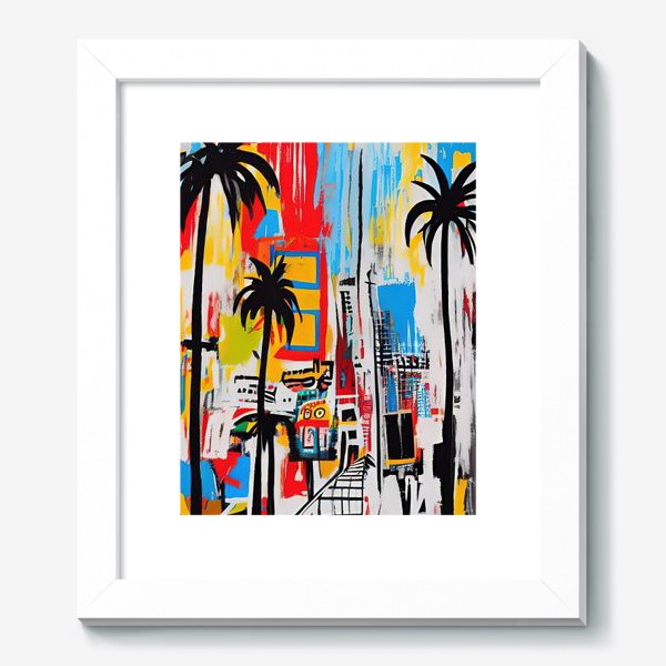 Картина «Абстрактный городской пейзаж с пальмами»
