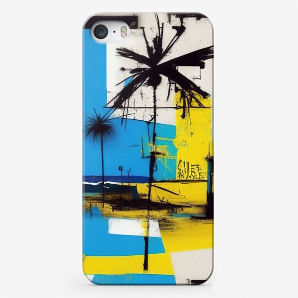 Чехол iPhone «Абстрактный городской пейзаж с пальмой»