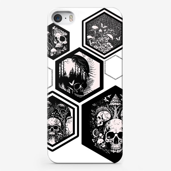 Чехол iPhone «Папоротник, черепа и шестиугольники»
