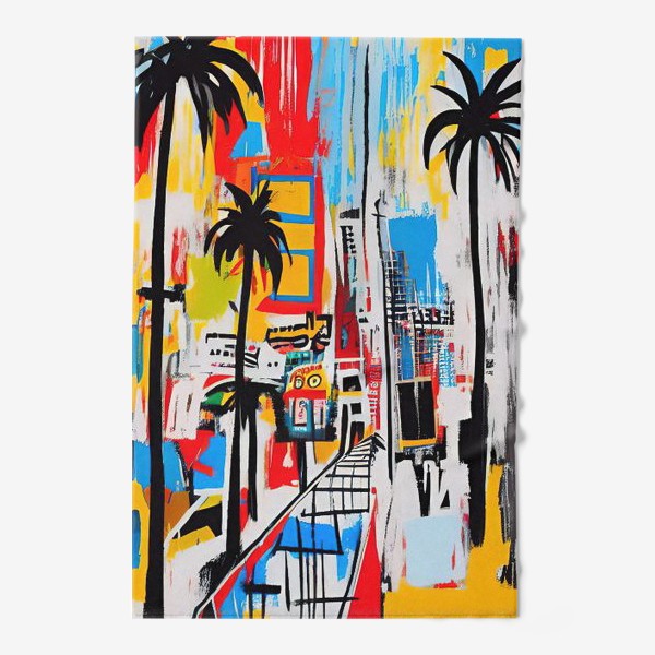 Полотенце «Абстрактный городской пейзаж с пальмами»