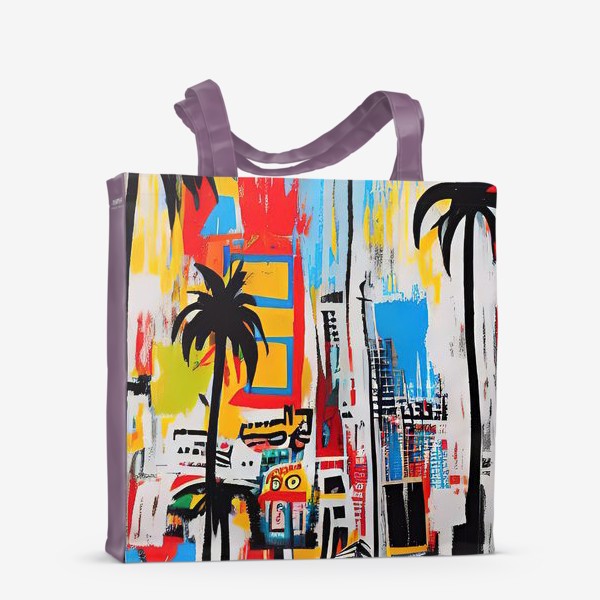 Сумка-шоппер «Абстрактный городской пейзаж с пальмами»