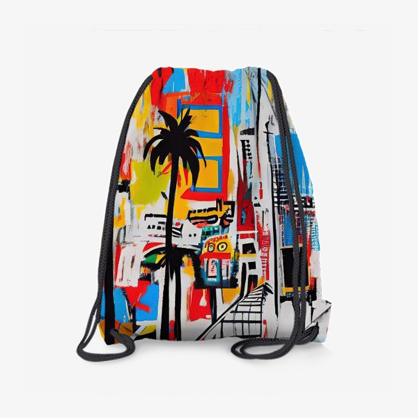 Рюкзак «Абстрактный городской пейзаж с пальмами»