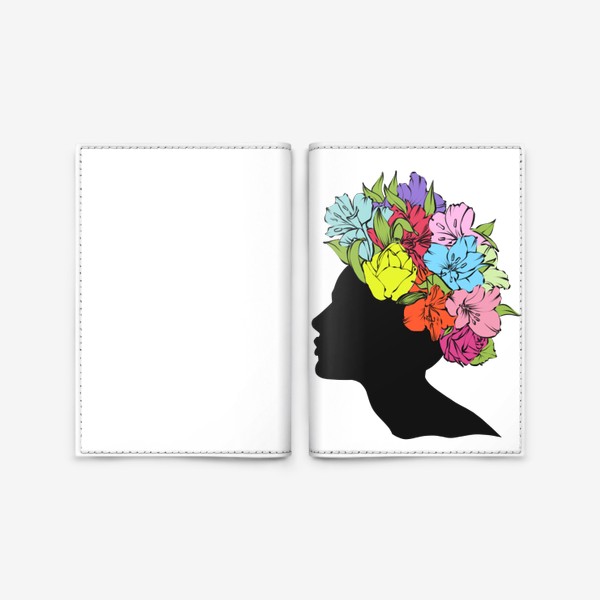 Обложка для паспорта «Силуэт девушки в цветах»