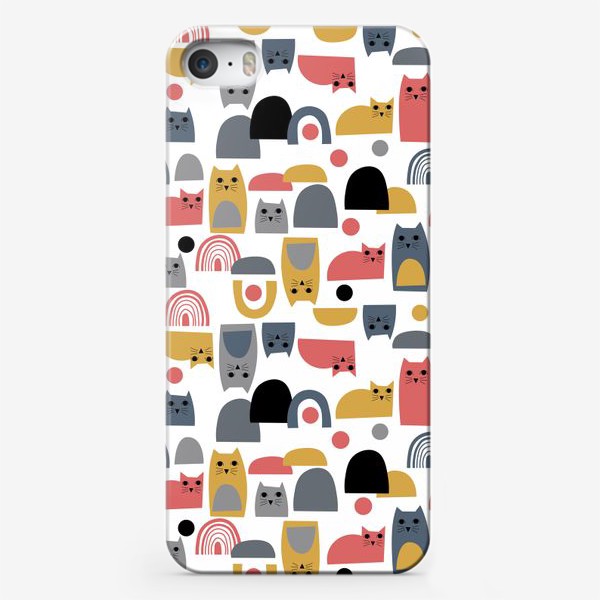 Чехол iPhone «Бесшовный паттерн с котами.Абстрактные котики.»