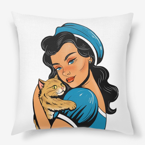 Подушка «Девушка с котом»