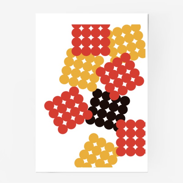 Постер «Узор абстракция №3 Печать красный желтый чёрный»