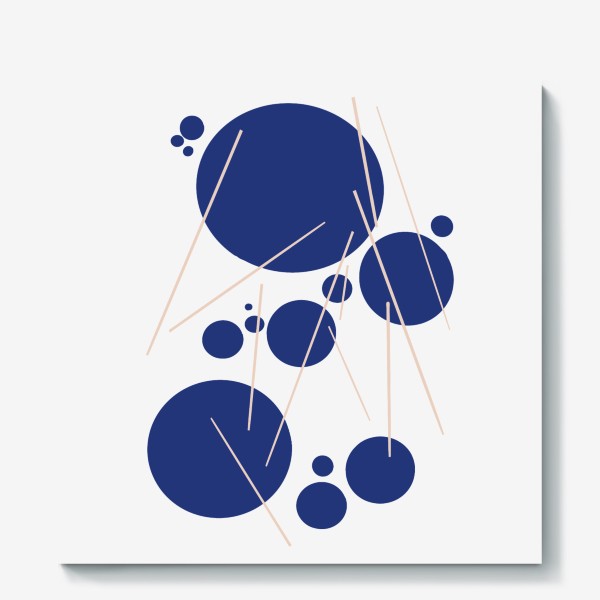 Холст «Узор абстрактный №4 Сферы и связи синий бежевый »