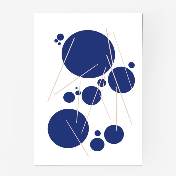 Постер «Узор абстрактный №4 Сферы и связи синий бежевый »