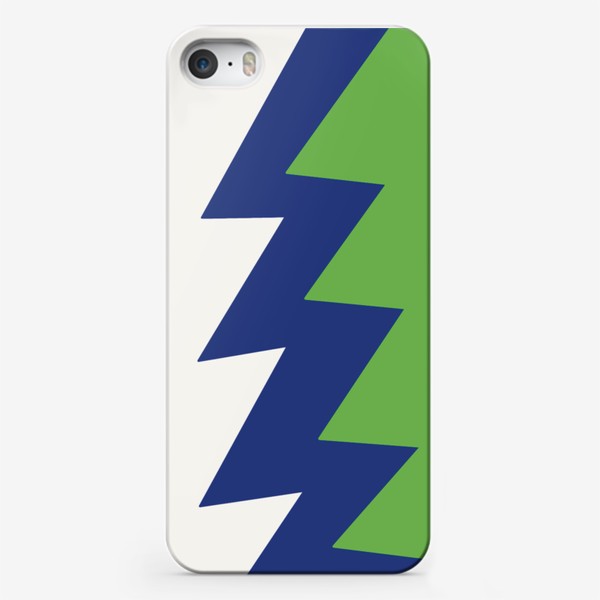 Чехол iPhone «Узор абстрактный №6 Молния белый синий зелёный »