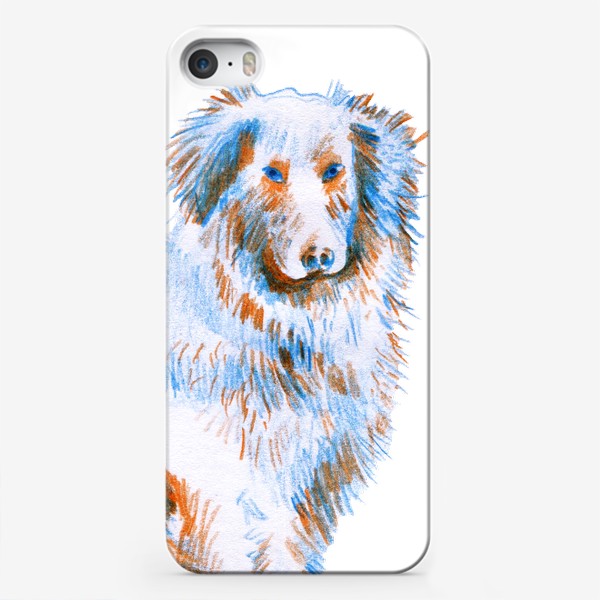 Чехол iPhone «Австралийская овчарка. Рисунок карандашом. Любителю собак»
