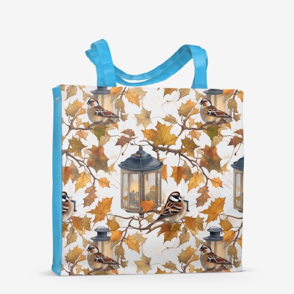 Сумка-шоппер «Птички и фонарики на осенних деревьях»