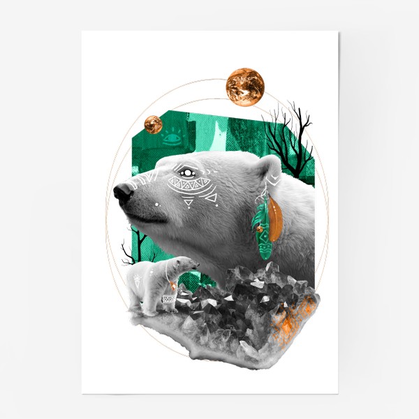 Постер «Белый медведь из серии коллажей "Тотемы"»