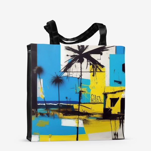 Сумка-шоппер «Абстрактный городской пейзаж с пальмой»