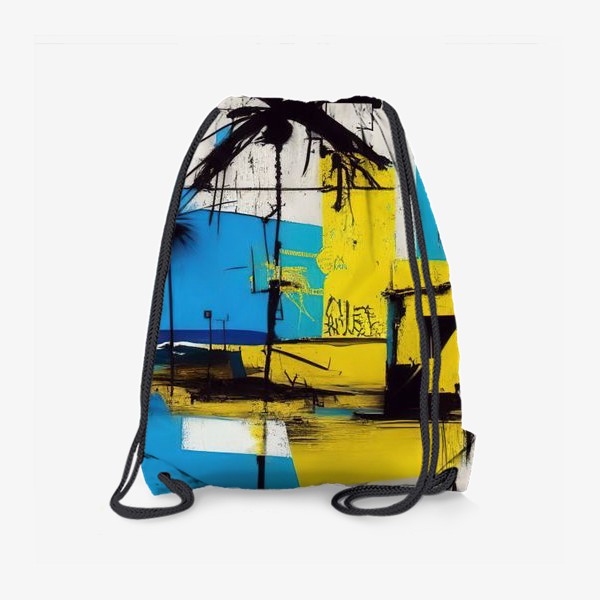 Рюкзак «Абстрактный городской пейзаж с пальмой»