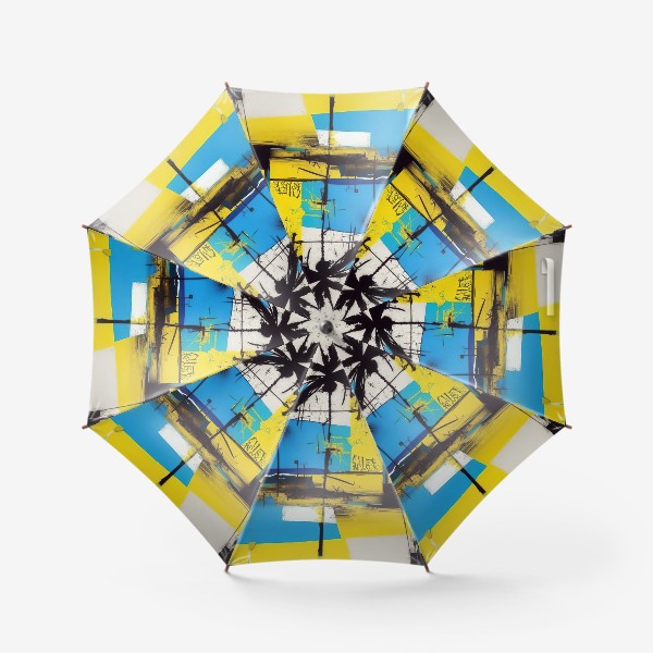 Зонт «Абстрактный городской пейзаж с пальмой»