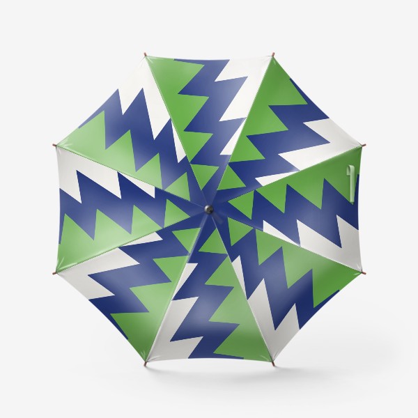 Зонт «Узор абстрактный №6 Молния белый синий зелёный »