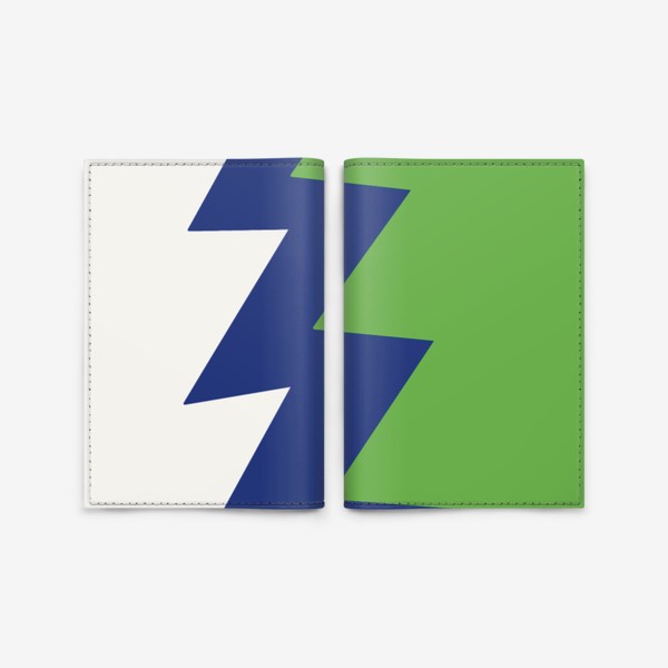 Обложка для паспорта &laquo;Узор абстрактный №6 Молния белый синий зелёный &raquo;