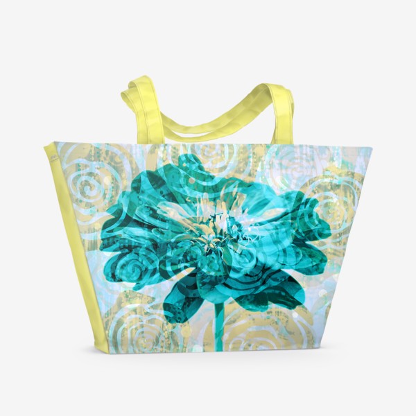 Пляжная сумка «Бирюзовый цветок. Гранж.»