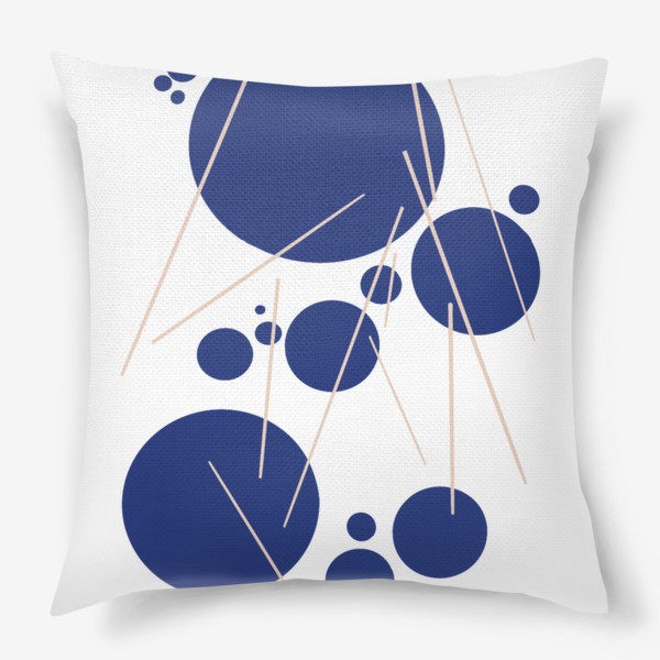Подушка «Узор абстрактный №4 Сферы и связи синий бежевый »
