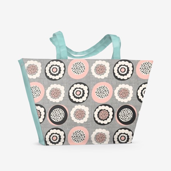 Пляжная сумка «Круглые цветы.Паттерн с абстрактными круглыми цветами.»
