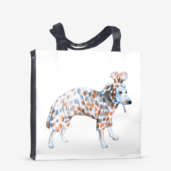 Сумка-шоппер «Собака в костюме. Рисунок карандашом. Любителю собак»