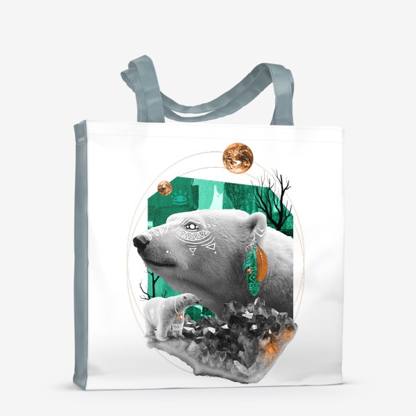 Сумка-шоппер «Белый медведь из серии коллажей "Тотемы"»