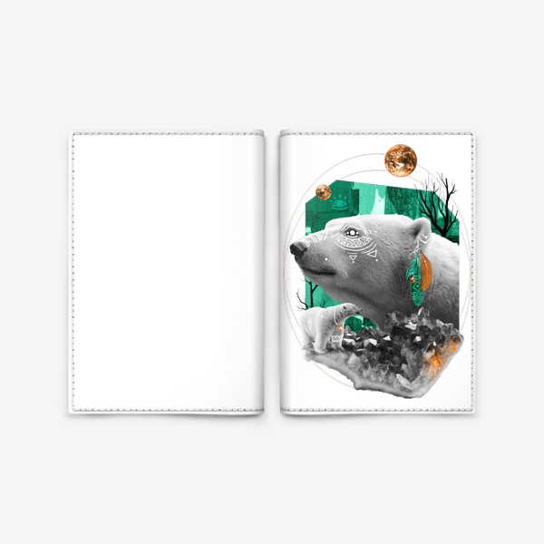 Обложка для паспорта «Белый медведь из серии коллажей "Тотемы"»