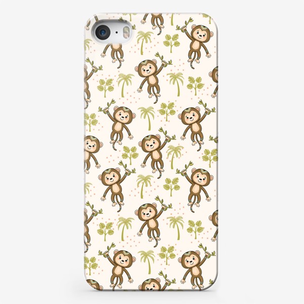 Чехол iPhone «Обезьянки и пальмы»