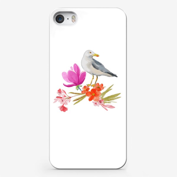 Чехол iPhone «чайка в цветах»