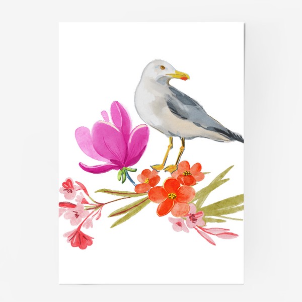 Постер «чайка в цветах»
