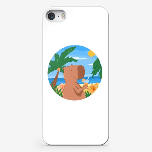 Чехол iPhone «Капибара отдыхает на пляжу. Отпуск»