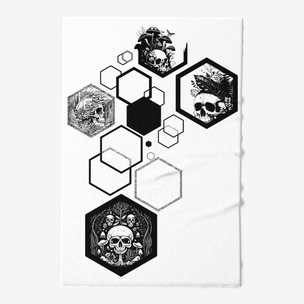 Полотенце «Папоротник, черепа и шестиугольники»