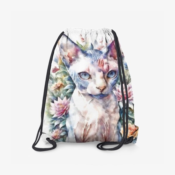 Рюкзак «Кот породы сфинкс в цветах акварель»