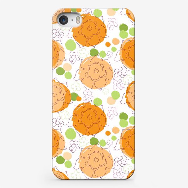 Чехол iPhone «Бесшовный паттерн с георгинами.Оранжевые георгины.Цветы.»