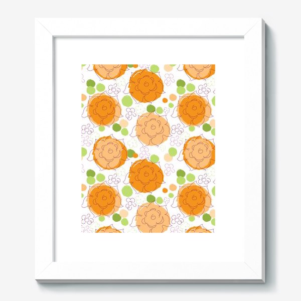 Картина &laquo;Бесшовный паттерн с георгинами.Оранжевые георгины.Цветы.&raquo;