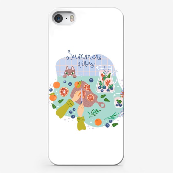 Чехол iPhone «Домашний лимонад. Красивая летняя иллюстрация»