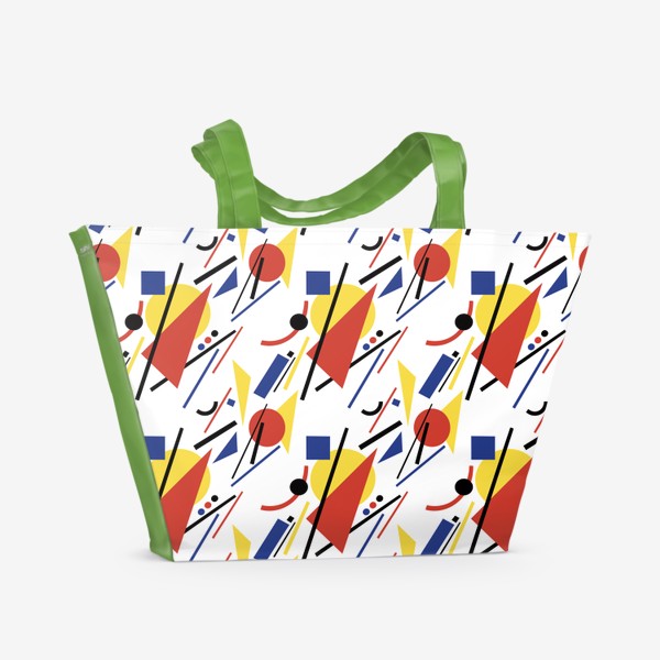 Пляжная сумка «Узор абстрактный красный желтый синий чёрный супрематизм»