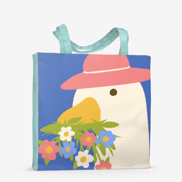 Сумка-шоппер «Летний гусь с цветами в шляпе. Портреты животных»